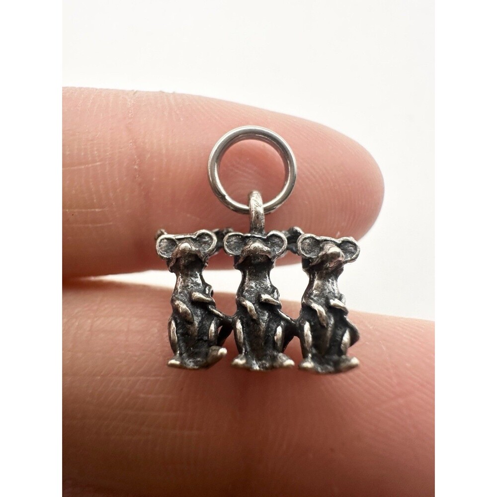 Vintage Sterling Silver 3d 3 Blind Mice Charm